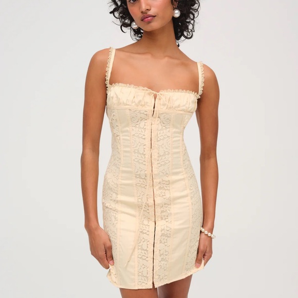 For Love And Lemons Dresses & Skirts - $229 NWOT Yellow Cream For Love And Lemons “Lucy”  Lace Mini Dress Sz Small